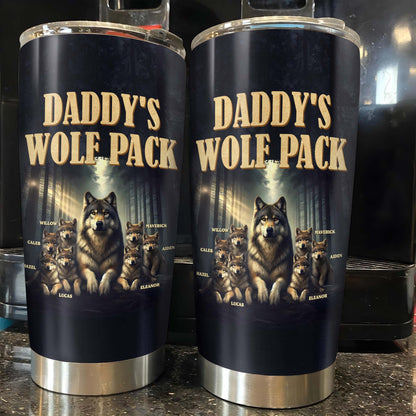 Daddy's Wolf Pack Featuring Wolves In Moonlit Forest