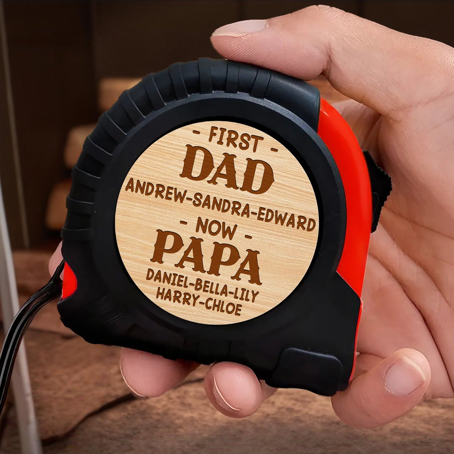 First Dad Now Papa, Tape Measure With Engraved Names