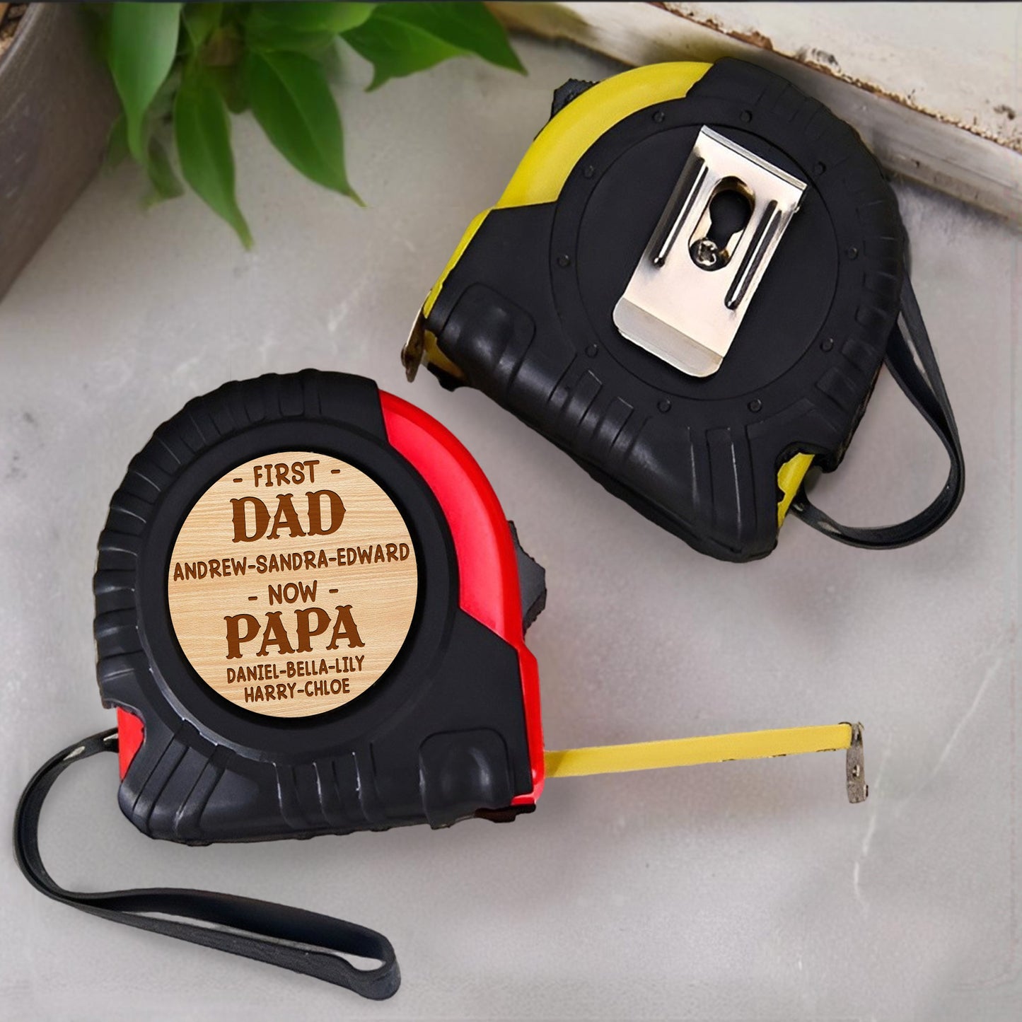 First Dad Now Papa, Tape Measure With Engraved Names
