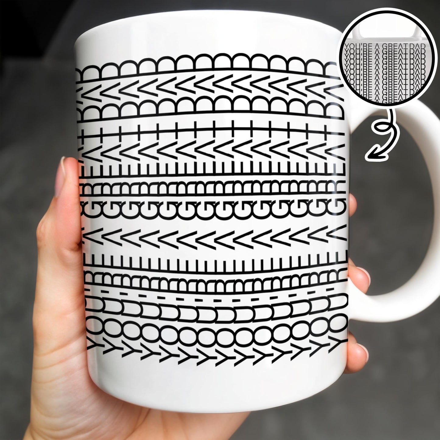 Create A Unique Pattern With Your Message, Geometric Patterns - Personalized Custom Coffee Mug - DAD214_MG