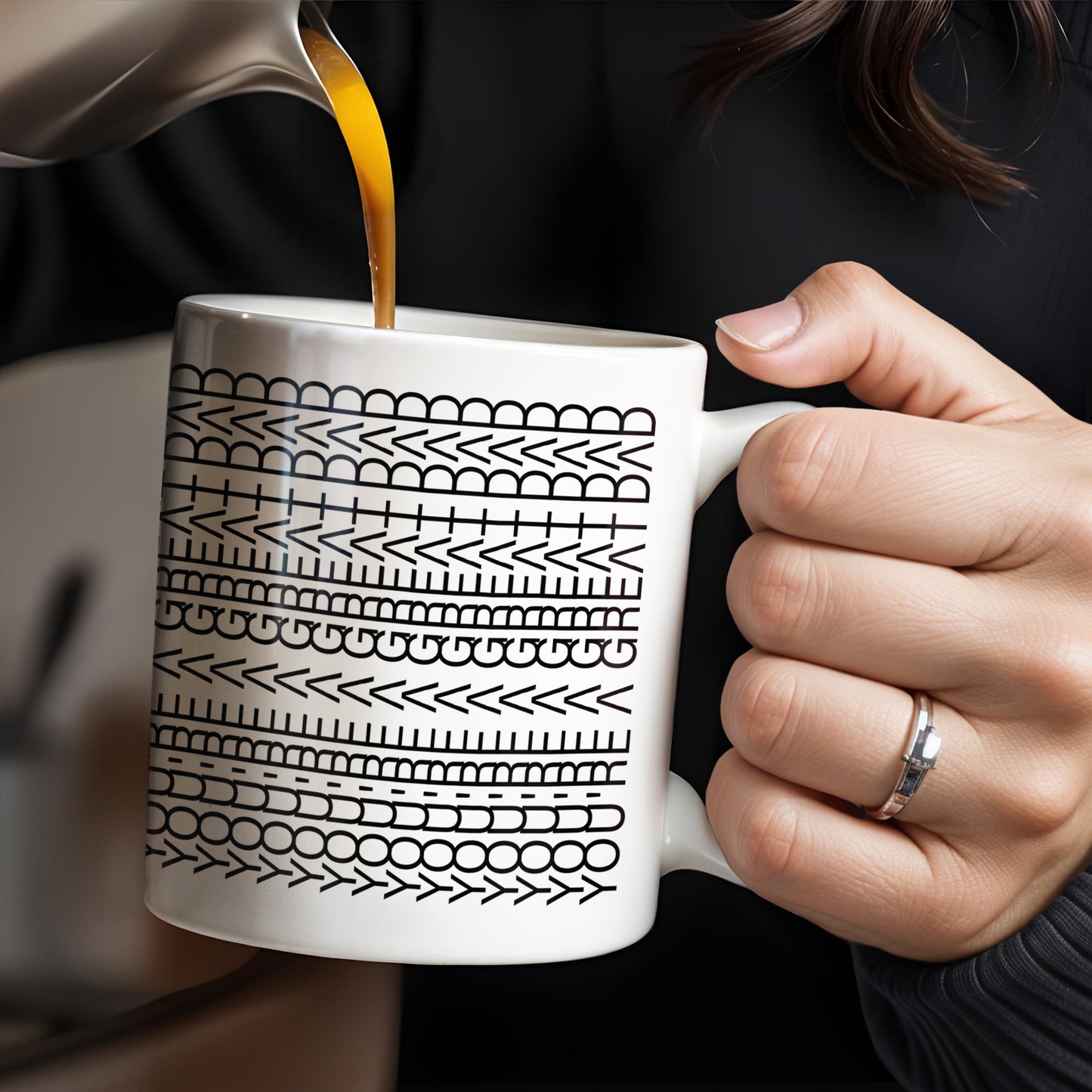 Create A Unique Pattern With Your Message, Geometric Patterns - Personalized Custom Coffee Mug - DAD214_MG