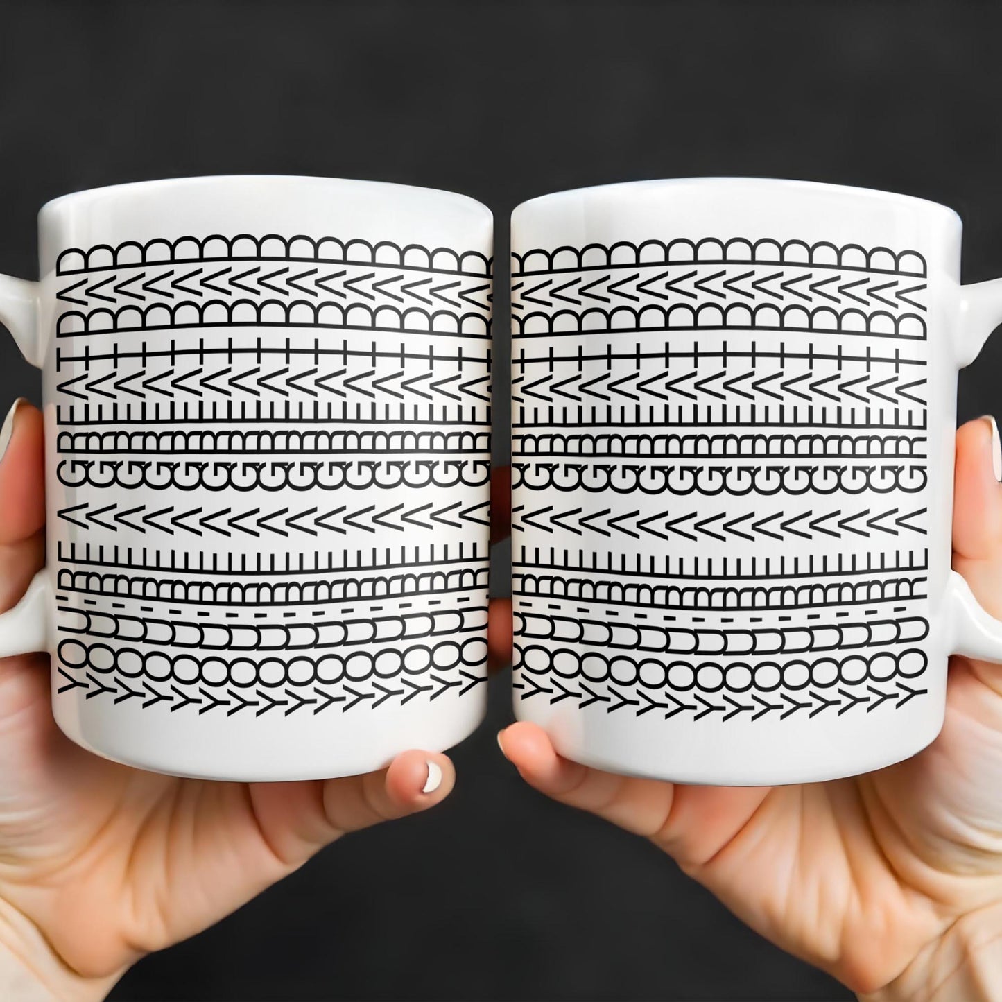 Create A Unique Pattern With Your Message, Geometric Patterns - Personalized Custom Coffee Mug - DAD214_MG