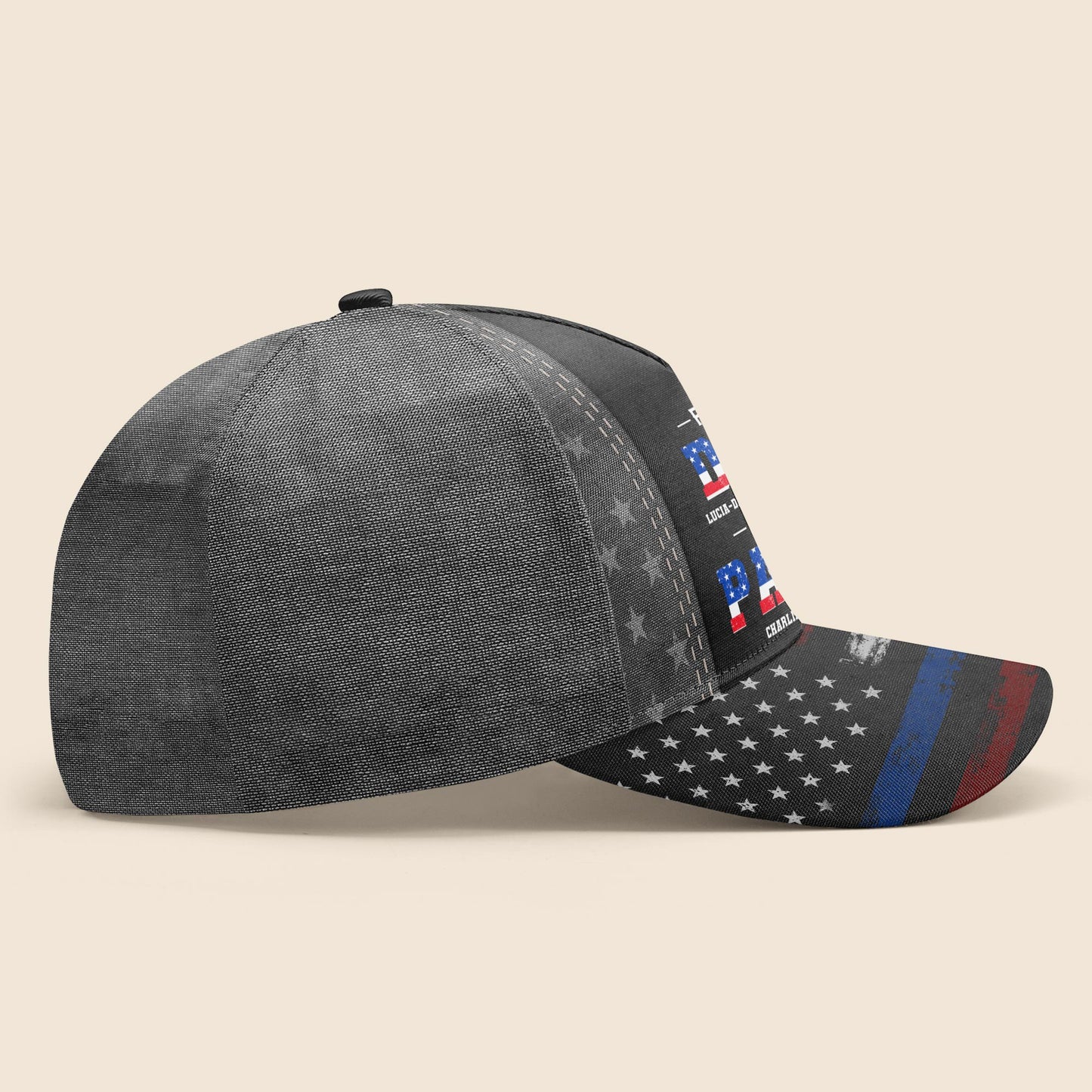 First Dad Now Papa With American Flag Design - Personalized Classic Cap - DAD216_CCAP