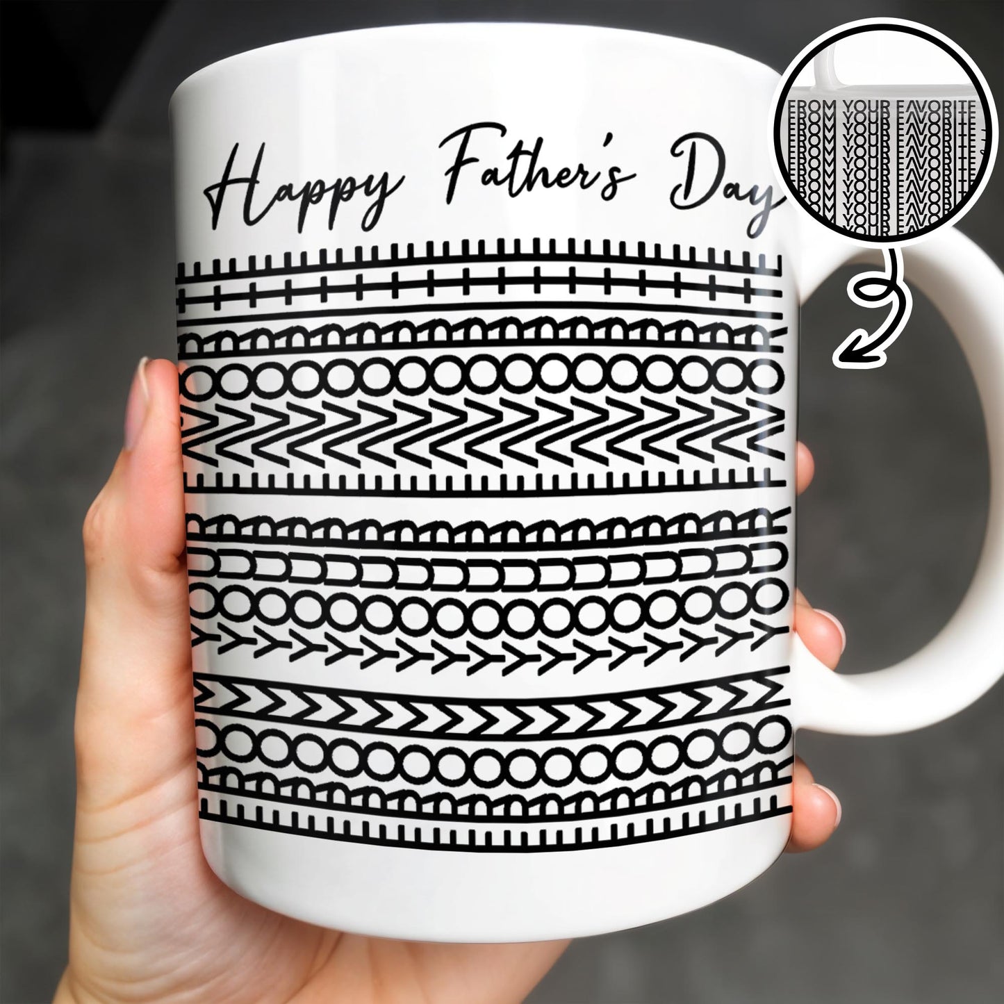 Bonne fête des pères - Motifs géométriques - Tasse à café personnalisée - DAD216_MG