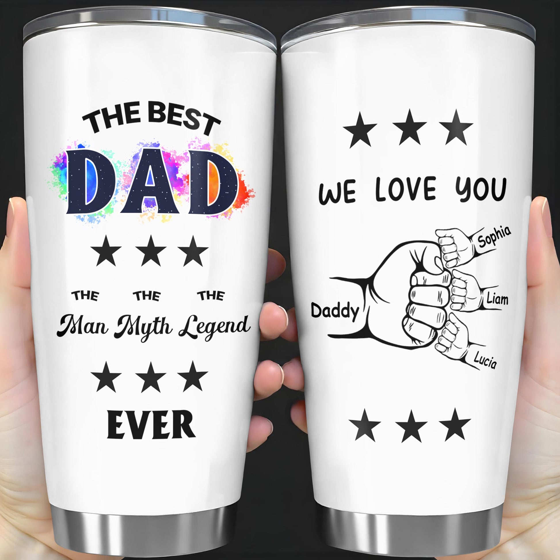 The Best Dad The Man Myth Legend Ever, Stars, Color Splash