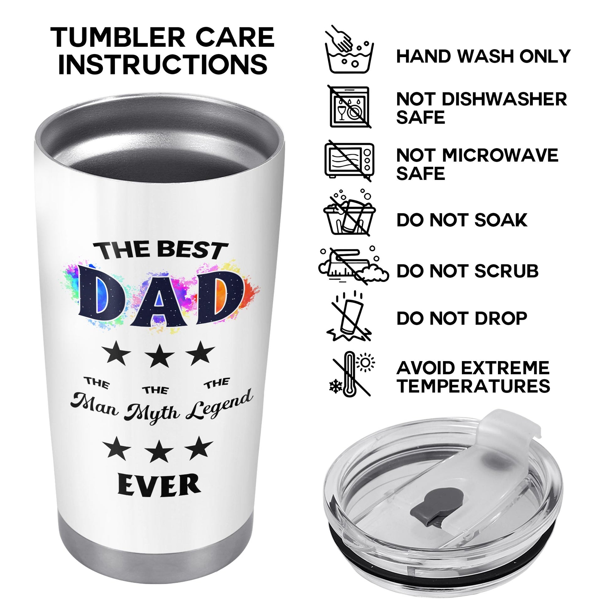 The Best Dad The Man Myth Legend Ever, Stars, Color Splash