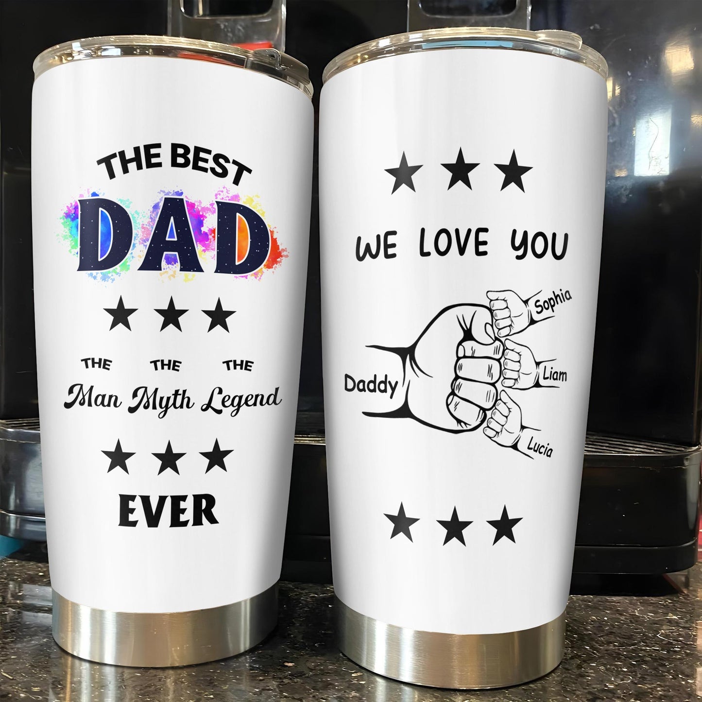 The Best Dad The Man Myth Legend Ever, Stars, Color Splash