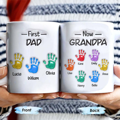 First Dad Now Grandpa Colored Handprints