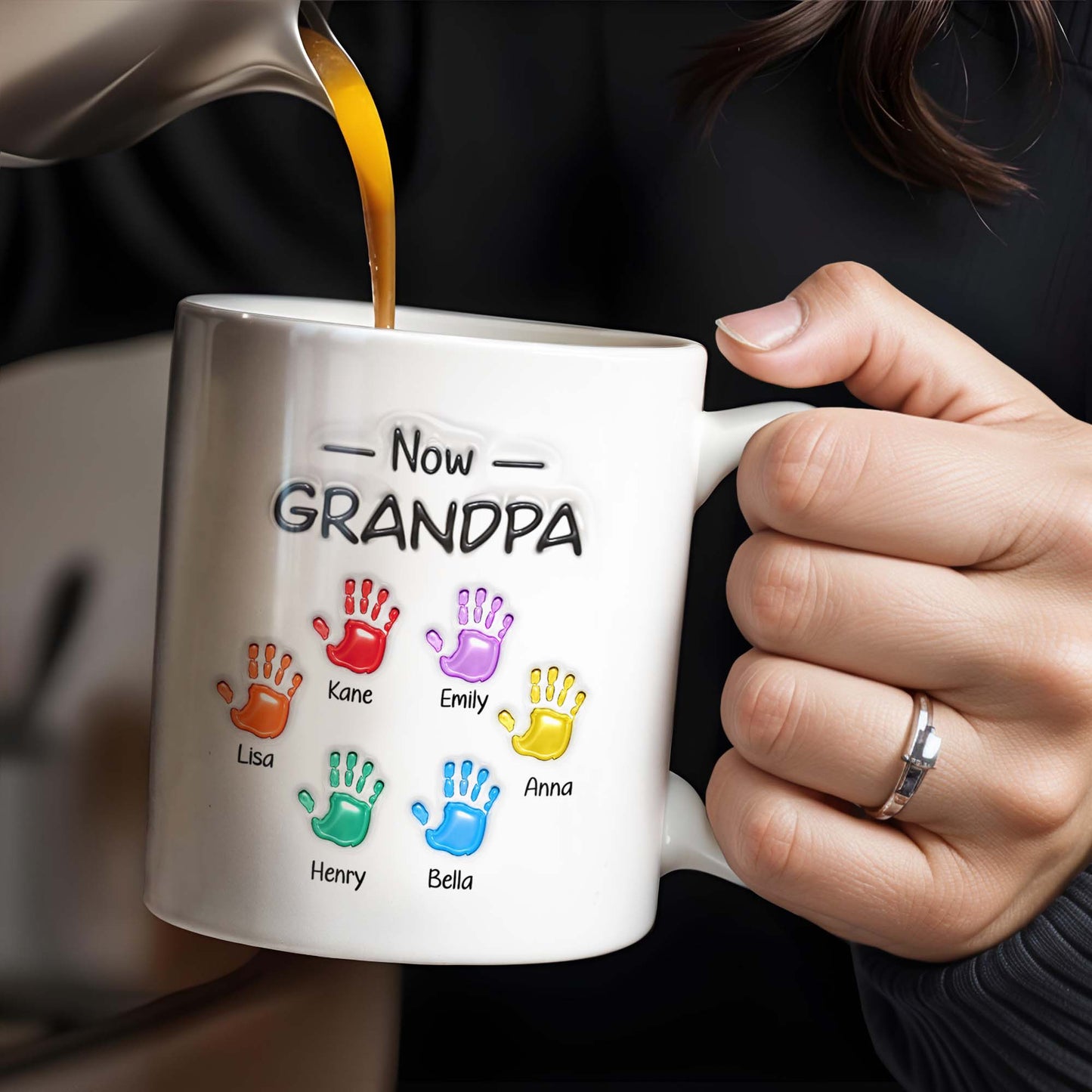 First Dad Now Grandpa Colored Handprints