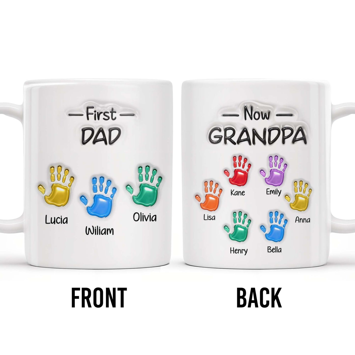 First Dad Now Grandpa Colored Handprints