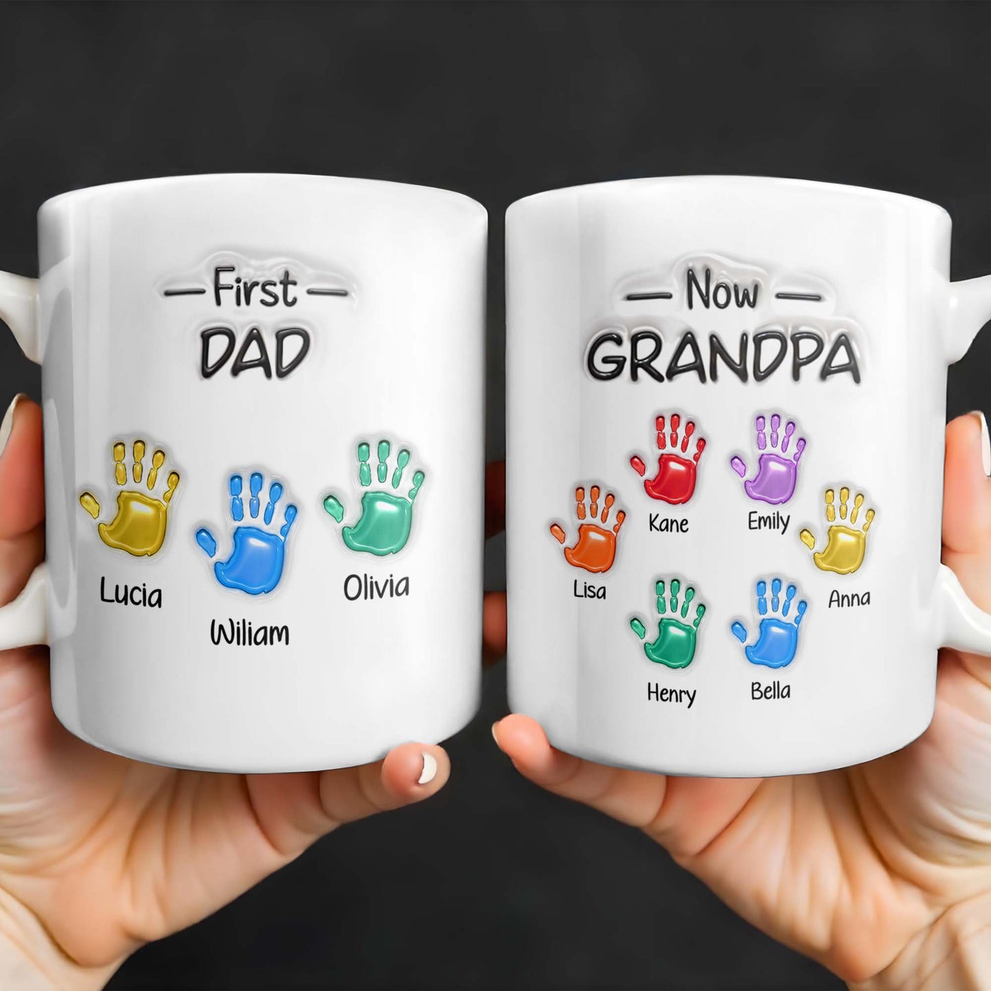 First Dad Now Grandpa Colored Handprints