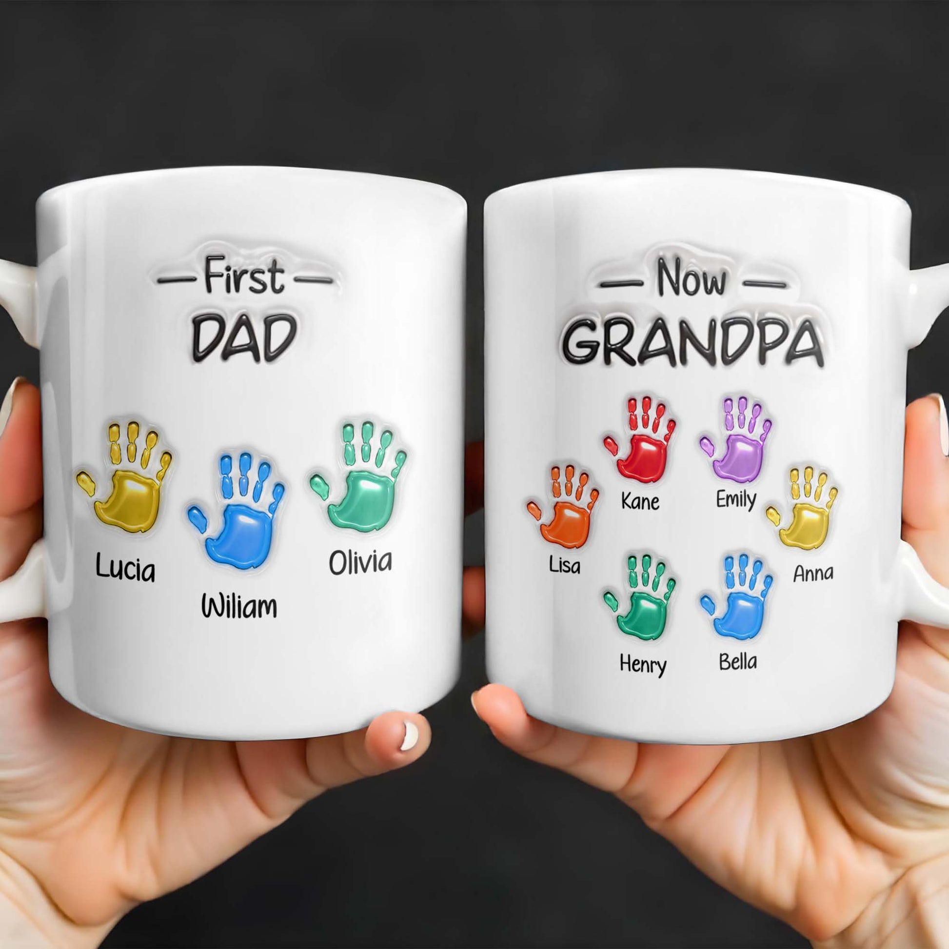 First Dad Now Grandpa Colored Handprints