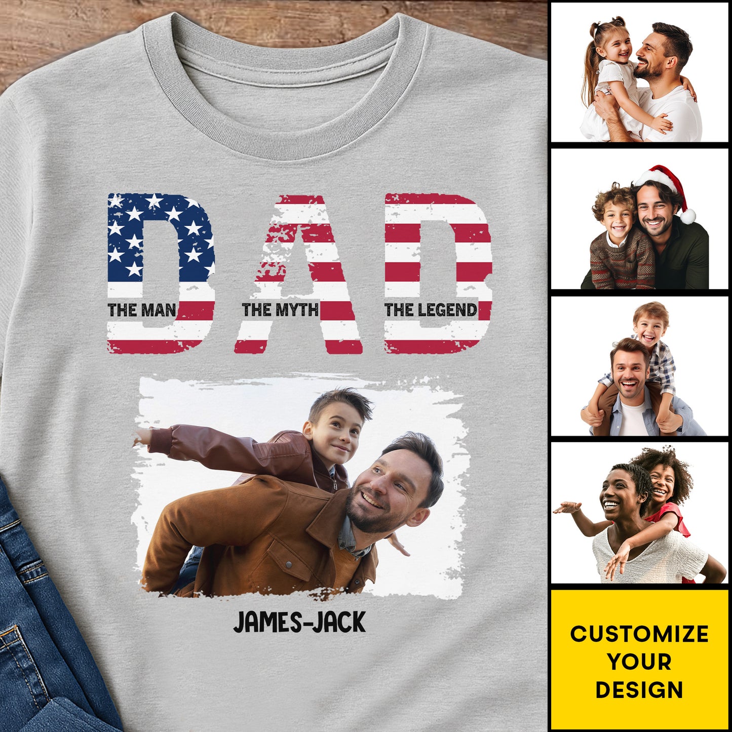 Dad The Man The Myth The Legend Patriotic Design