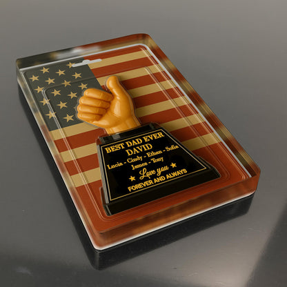 Best Dad Ever With Thumbs Up Trophy And American Flag