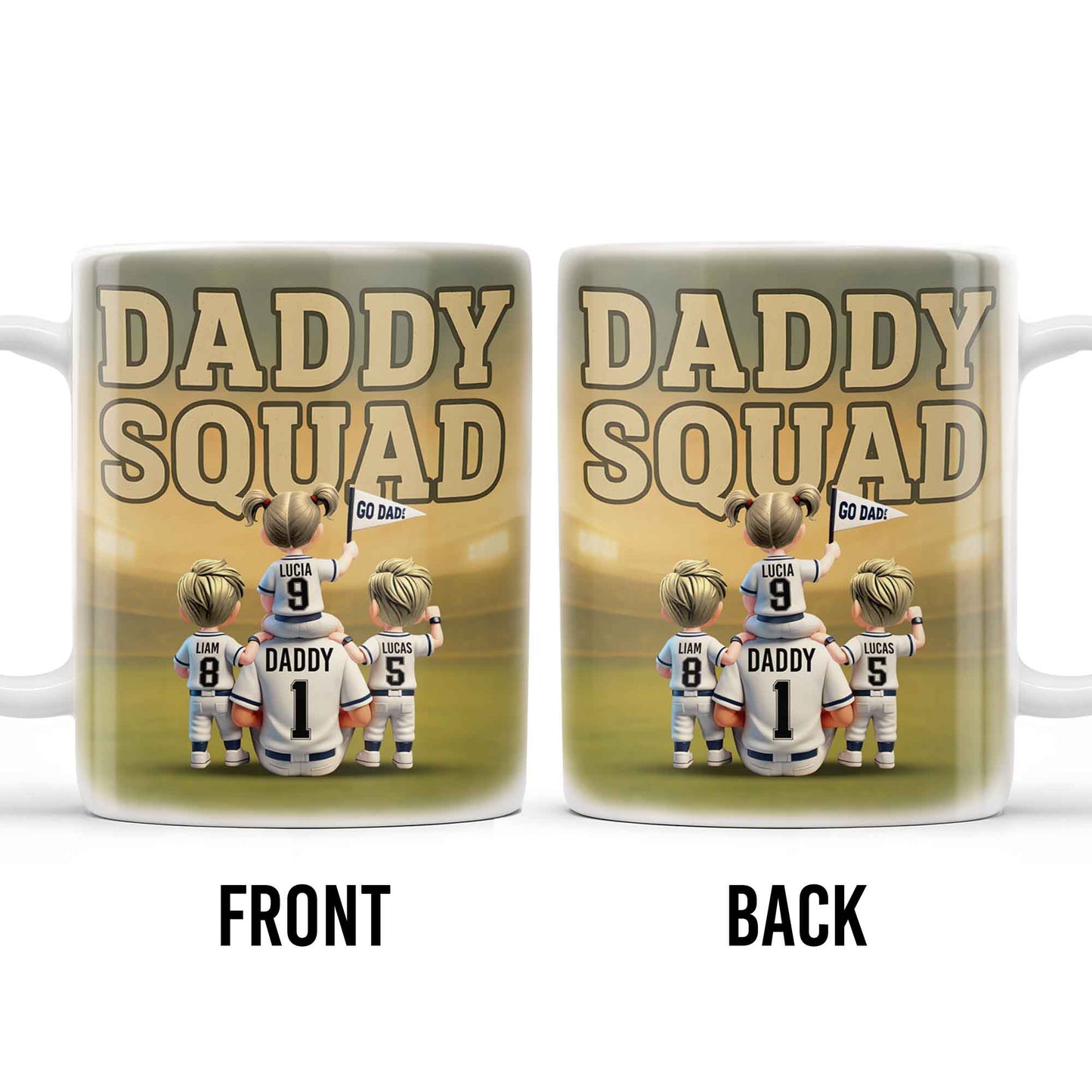 Daddy Squad Go Dad With Children in Soccer Jerseys