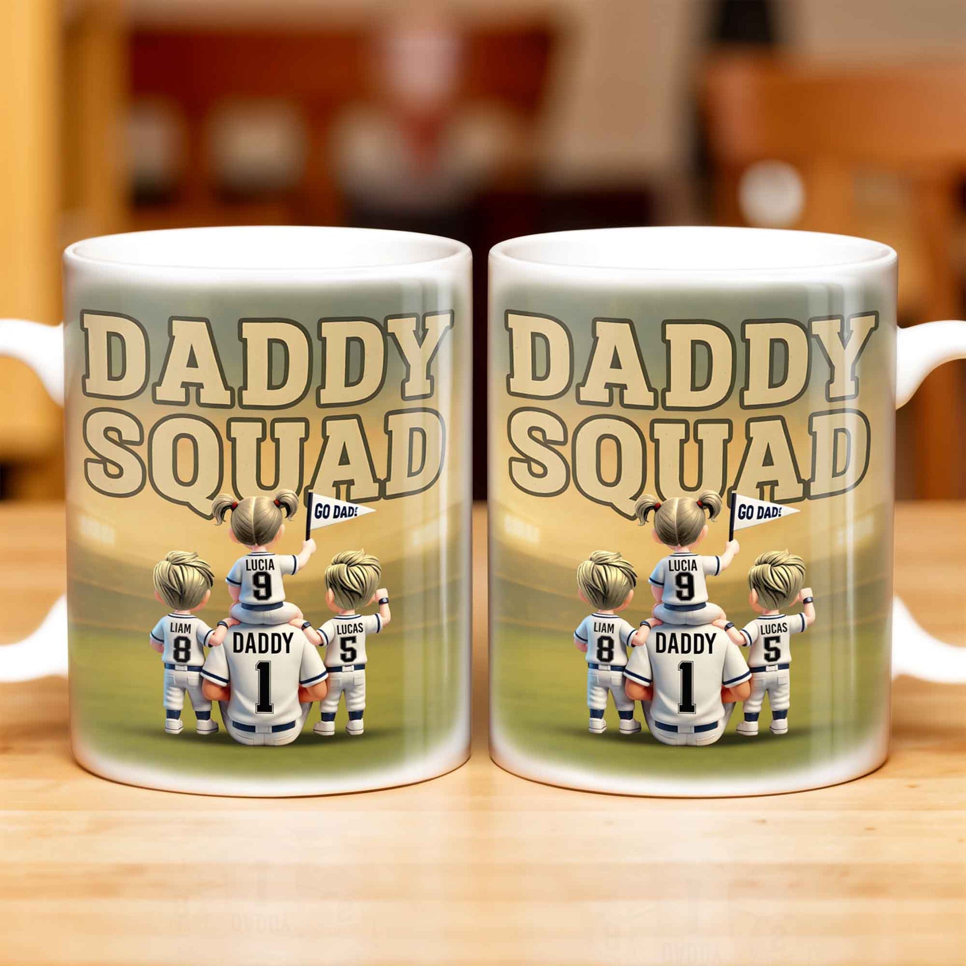 Daddy Squad Go Dad With Children in Soccer Jerseys