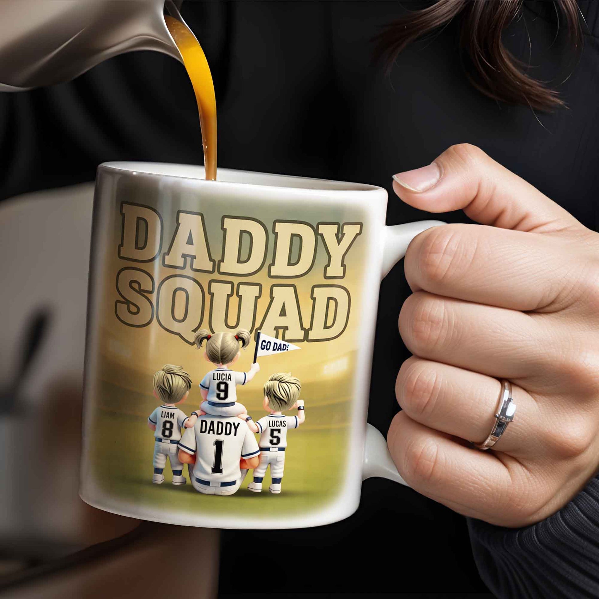 Daddy Squad Go Dad With Children in Soccer Jerseys