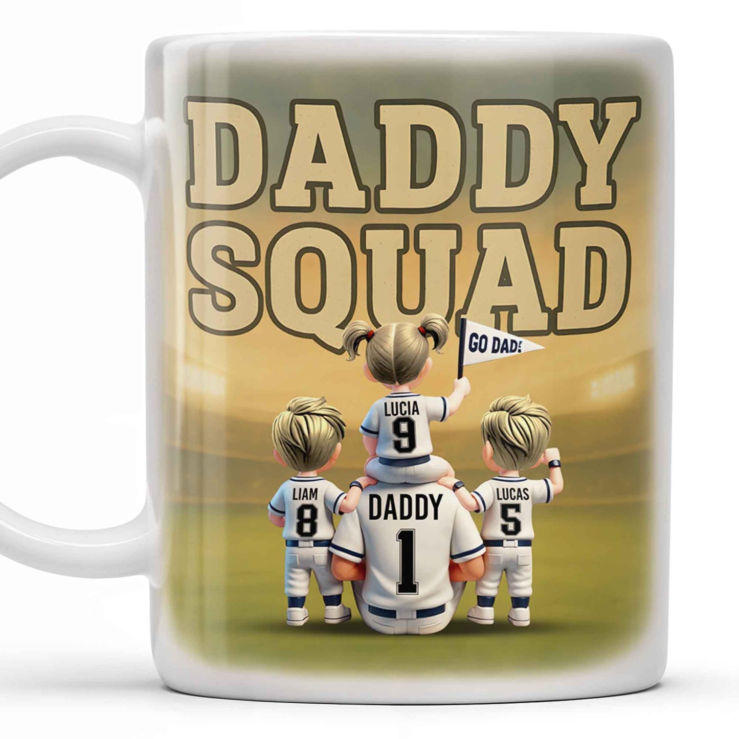 Daddy Squad Go Dad With Children in Soccer Jerseys
