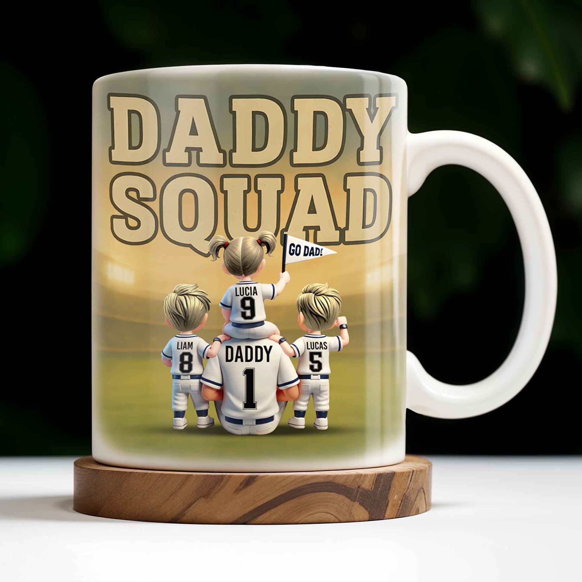 Daddy Squad Go Dad With Children in Soccer Jerseys