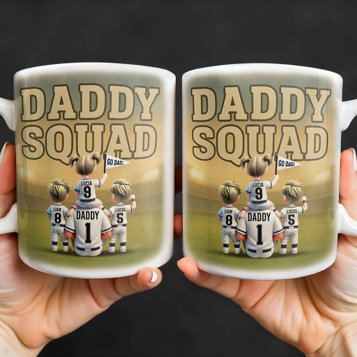 Daddy Squad Go Dad With Children in Soccer Jerseys