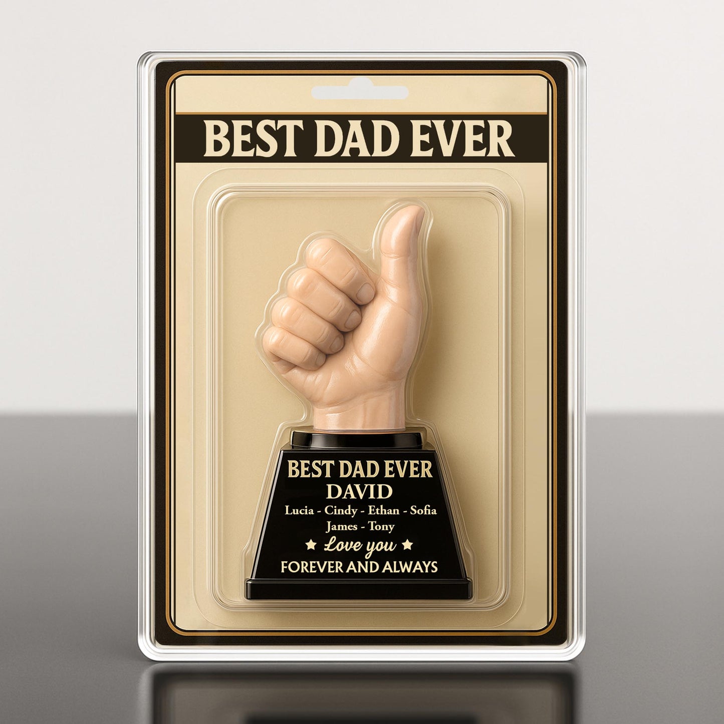 Best Dad Ever, Thumbs Up Trophy - Personalized Custom Acrylic Plaque - DAD229_RECA