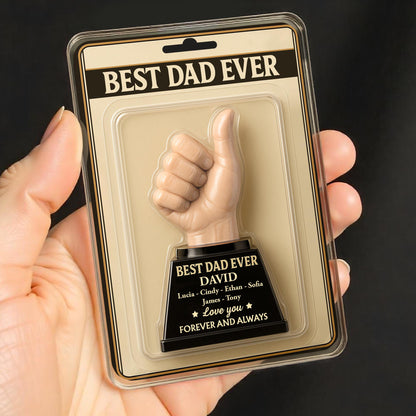 Best Dad Ever, Thumbs Up Trophy - Personalized Custom Acrylic Plaque - DAD229_RECA
