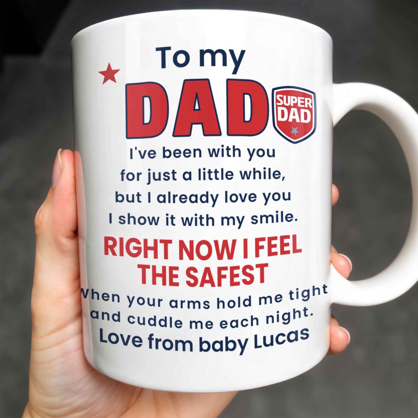 To My Dad, Sneaker And Super Dad Badge - Personalized Custom Coffee Mug - DAD230_MG