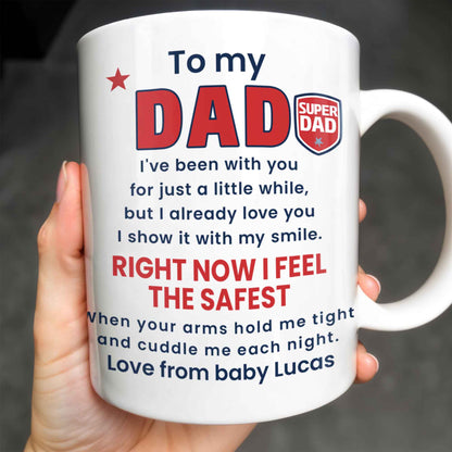 To My Dad, Sneaker And Super Dad Badge - Personalized Custom Coffee Mug - DAD230_MG