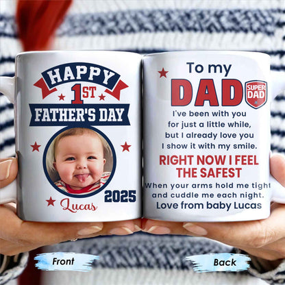 To My Dad, Sneaker And Super Dad Badge - Personalized Custom Coffee Mug - DAD230_MG