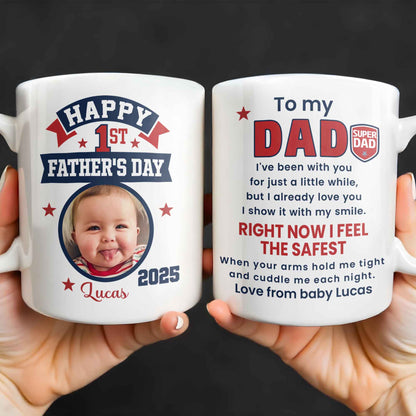 To My Dad, Sneaker And Super Dad Badge - Personalized Custom Coffee Mug - DAD230_MG