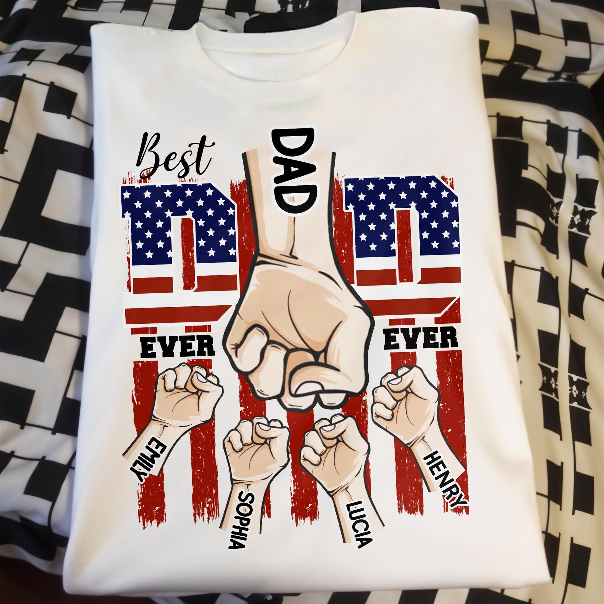 Best Dad Ever With American Flag Design