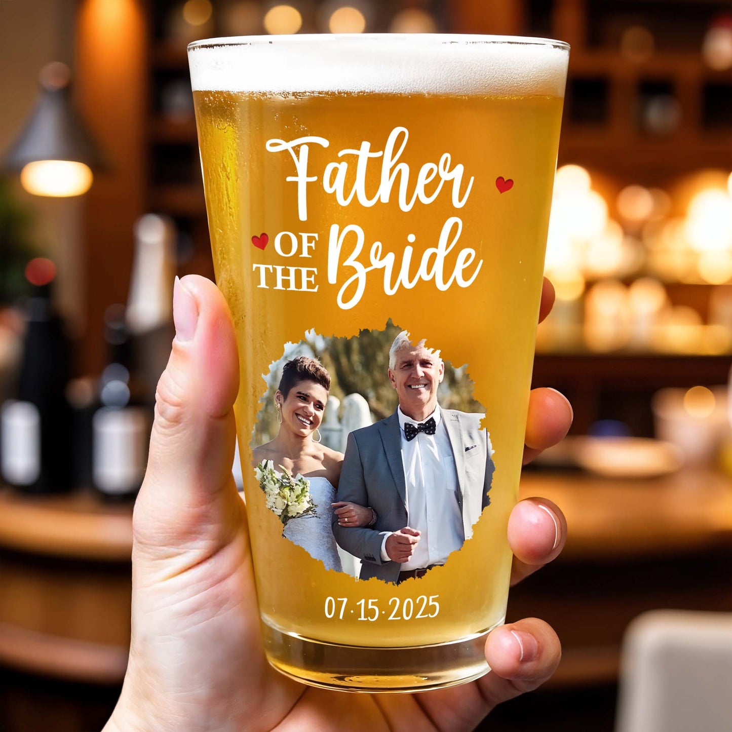 Father Of The Bride With Wedding Attire And Hearts