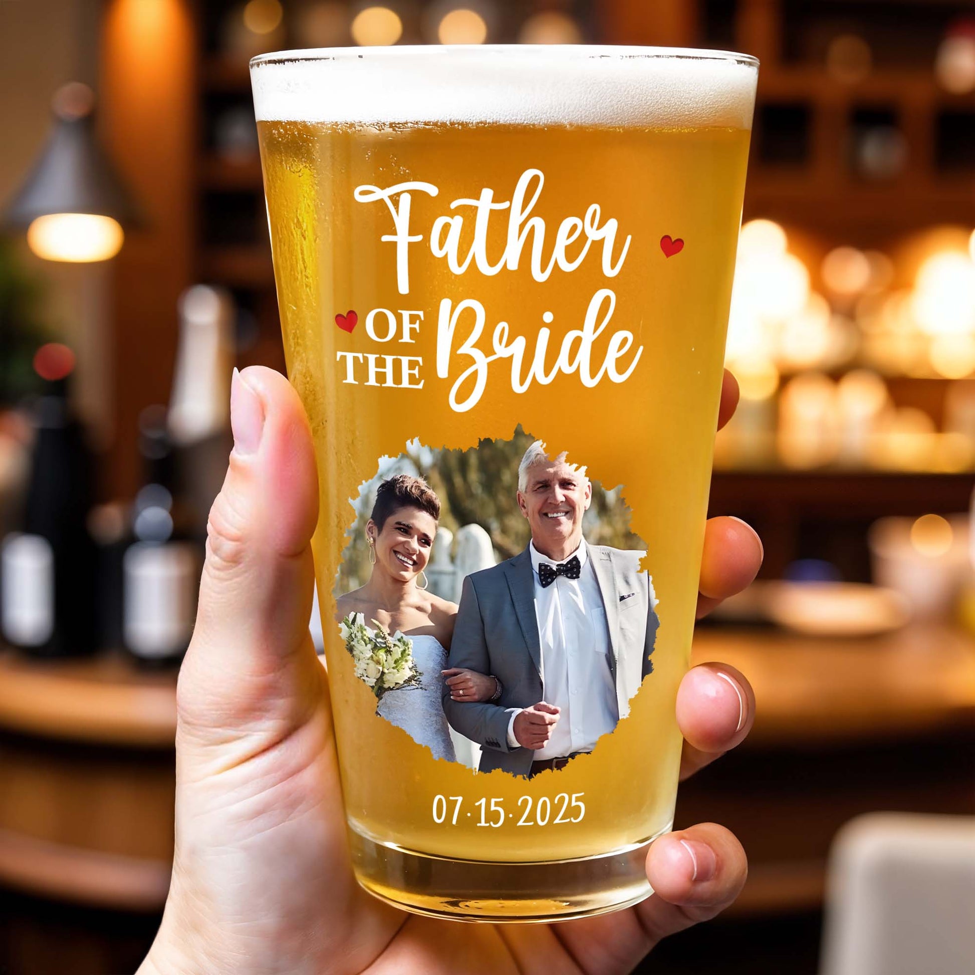 Father Of The Bride With Wedding Attire And Hearts