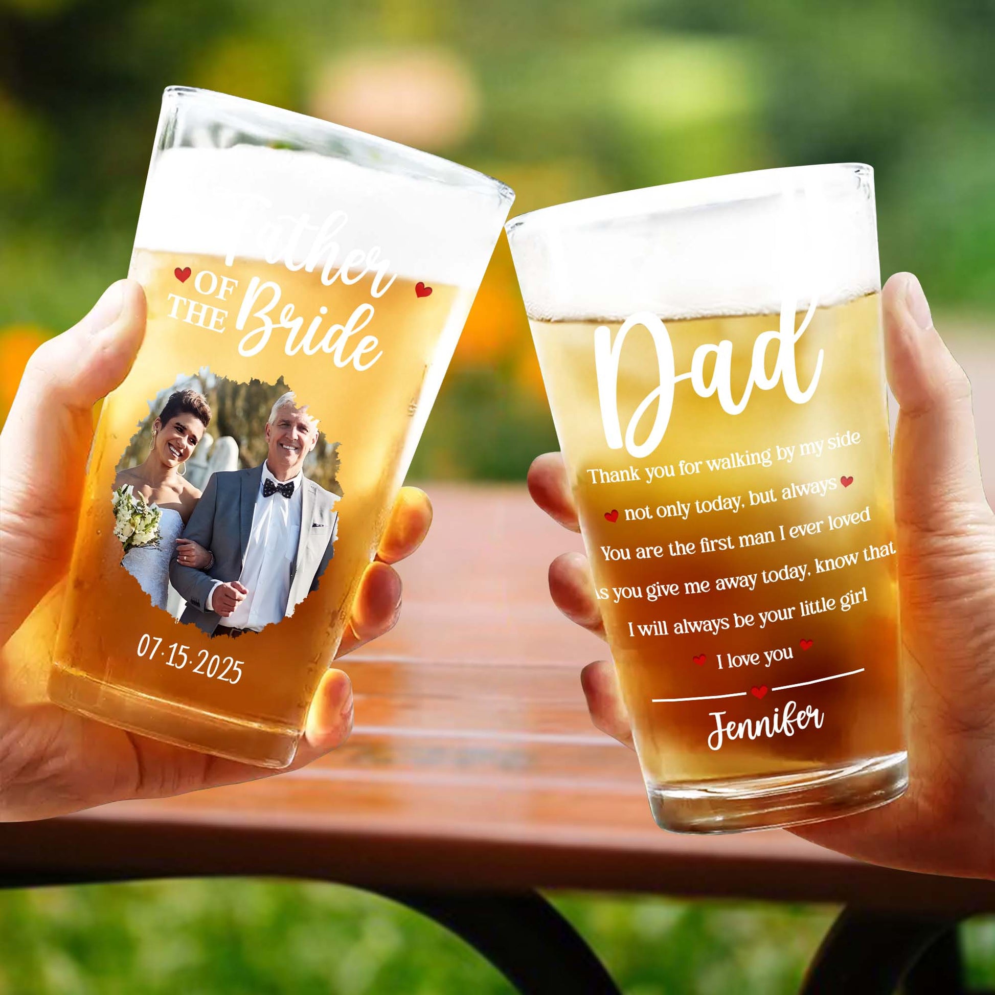 Father Of The Bride With Wedding Attire And Hearts