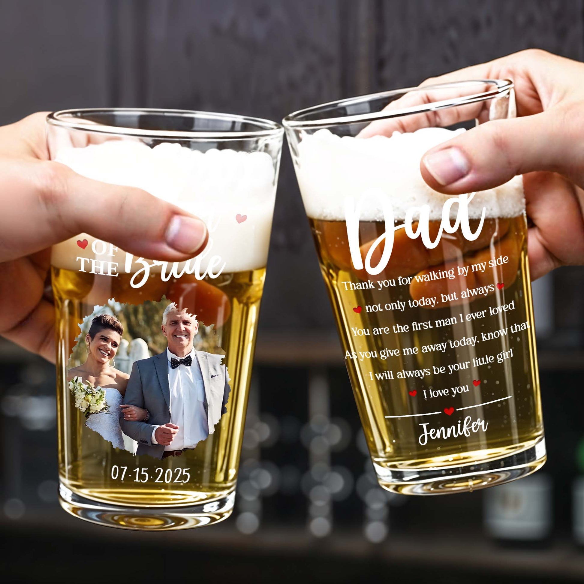 Father Of The Bride With Wedding Attire And Hearts