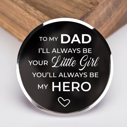 To My Dad, Always My Hero, Heart and Wooden Texture Design