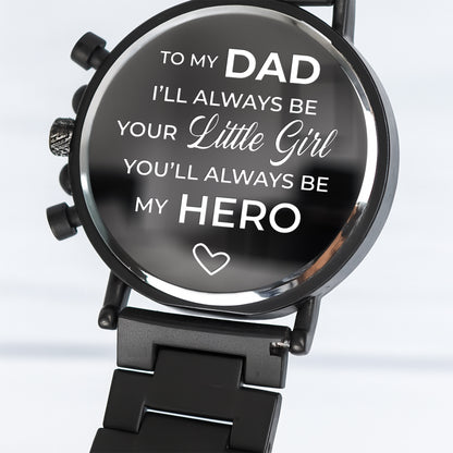 To My Dad, Always My Hero, Heart and Wooden Texture Design