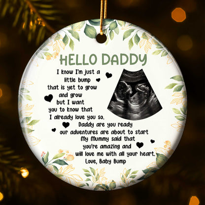 Hello Daddy Little Bump Ultrasound Image and Flowers