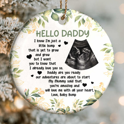 Hello Daddy Little Bump Ultrasound Image and Flowers