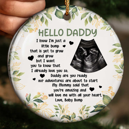 Hello Daddy Little Bump Ultrasound Image and Flowers