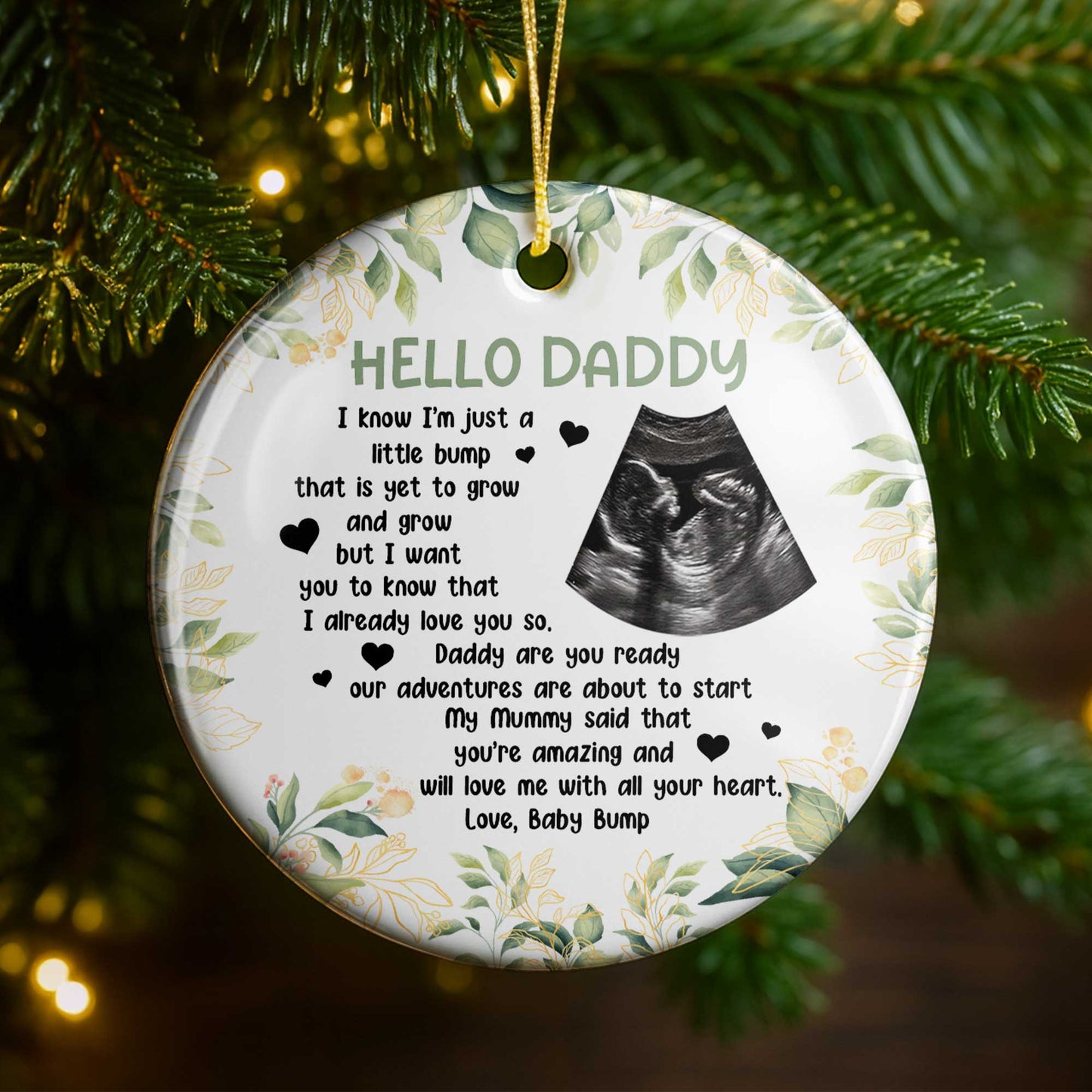 Hello Daddy Little Bump Ultrasound Image and Flowers