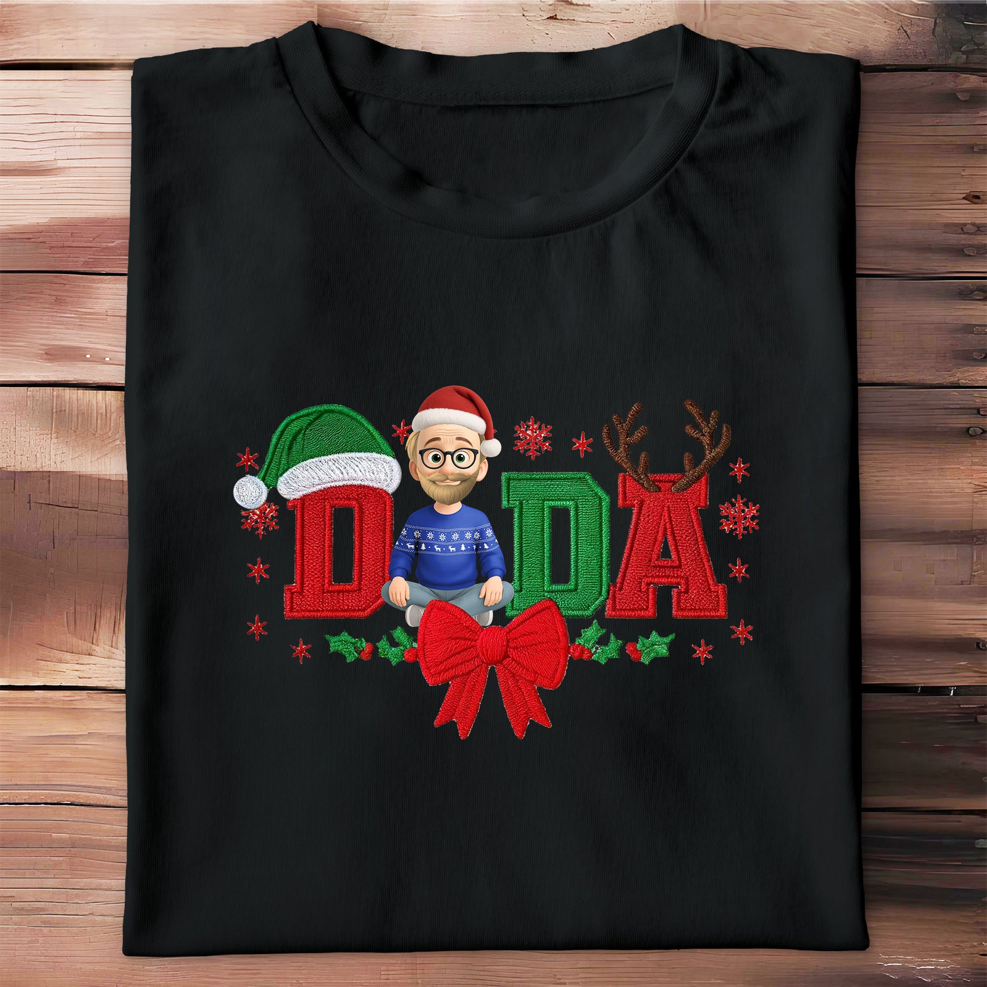 Festive Dad Christmas T-Shirt With Customizable Features