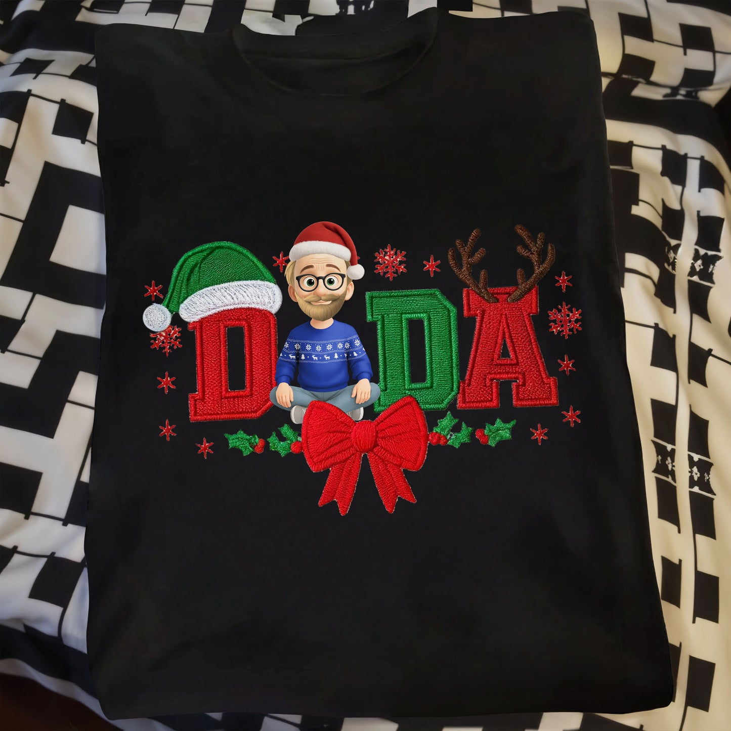 Festive Dad Christmas T-Shirt With Customizable Features