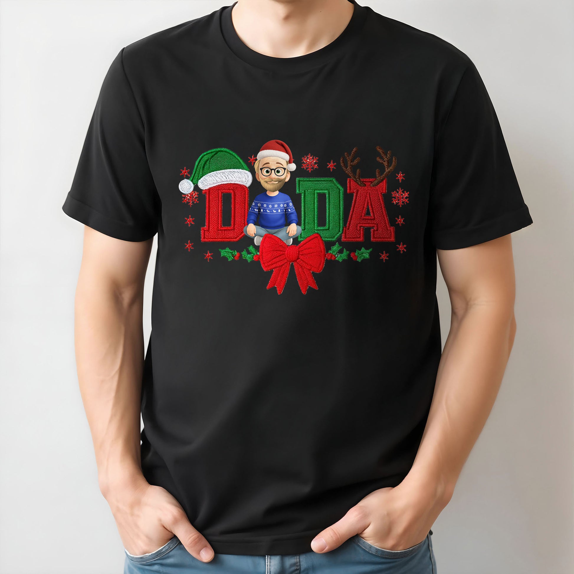 Festive Dad Christmas T-Shirt With Customizable Features
