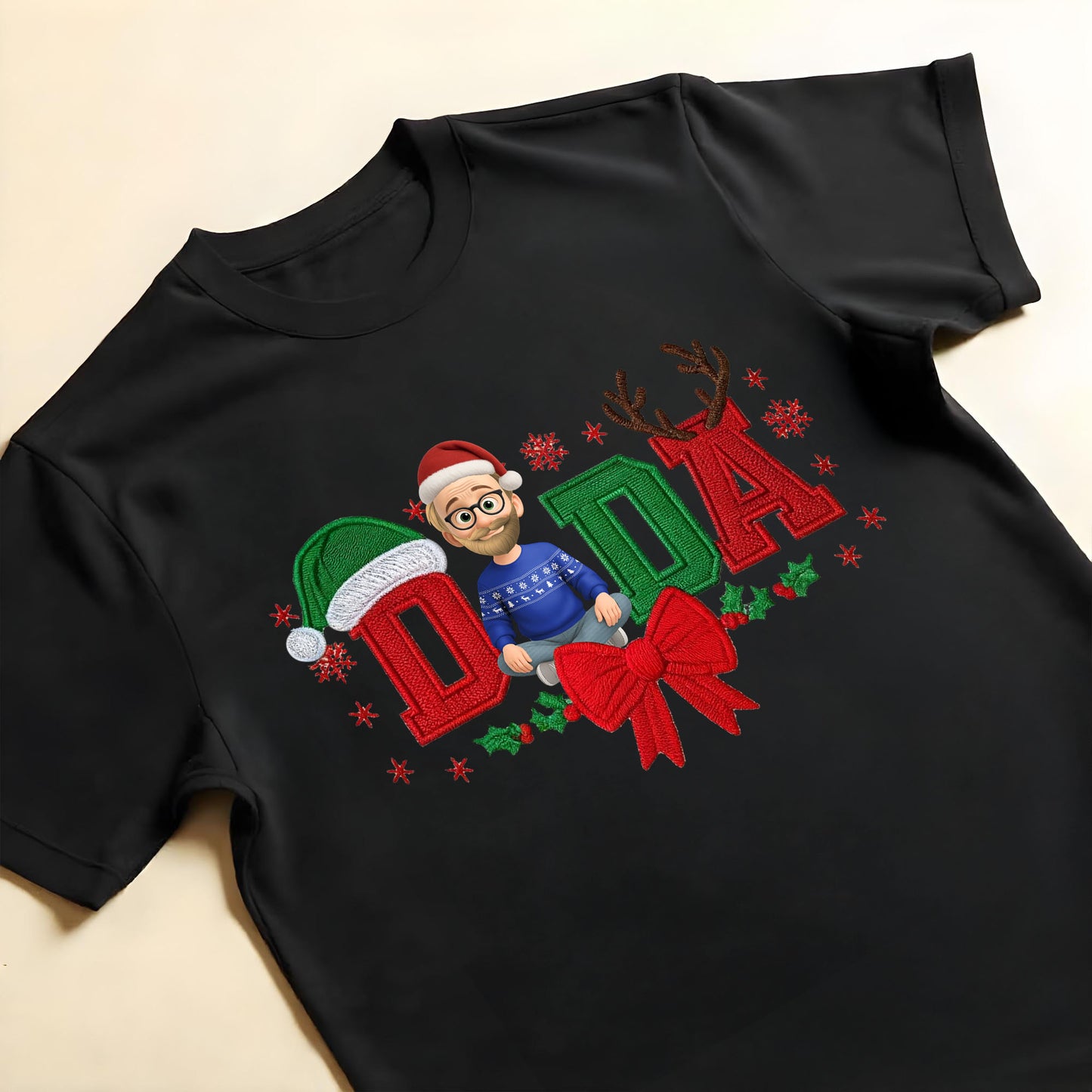 Festive Dad Christmas T-Shirt With Customizable Features