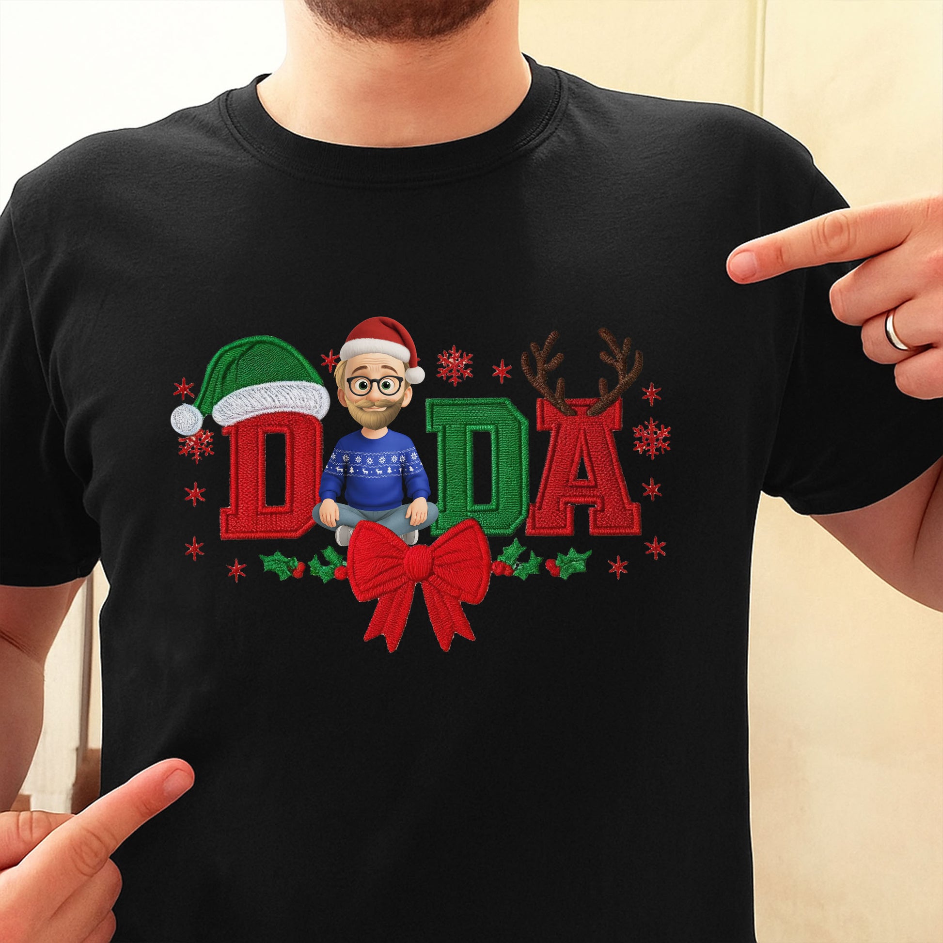 Festive Dad Christmas T-Shirt With Customizable Features