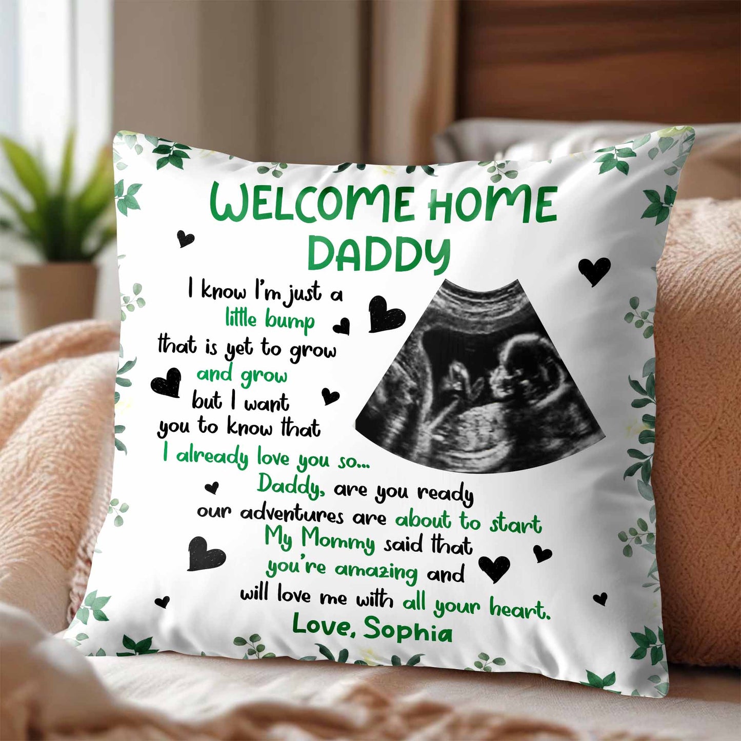 Welcome Home Daddy Sonogram And Heart Design