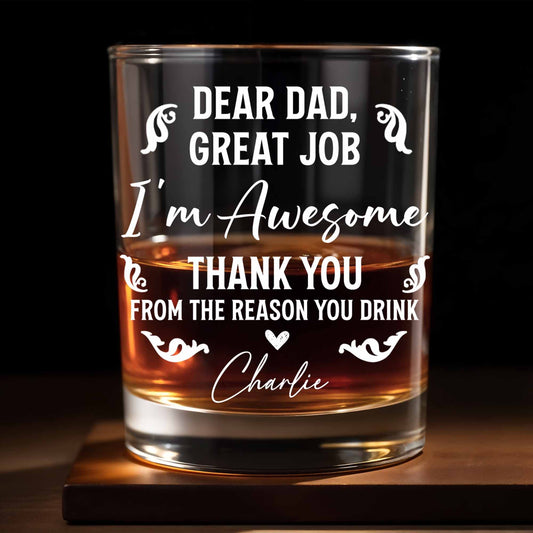 Dear Dad, Great Job I'm Awesome, Swirls And Hearts Design