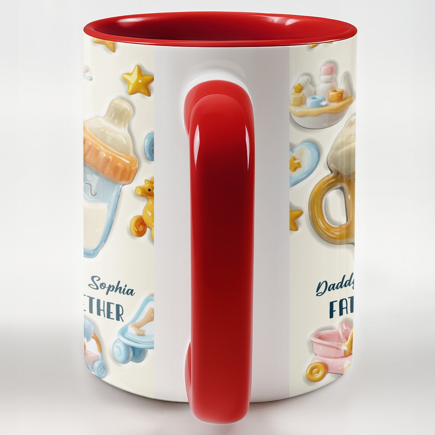 Our First Father's Day Together, Mug With Baby And Dad Icons