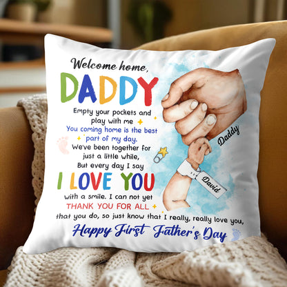 Happy First Father's Day, Hands and Child Toy